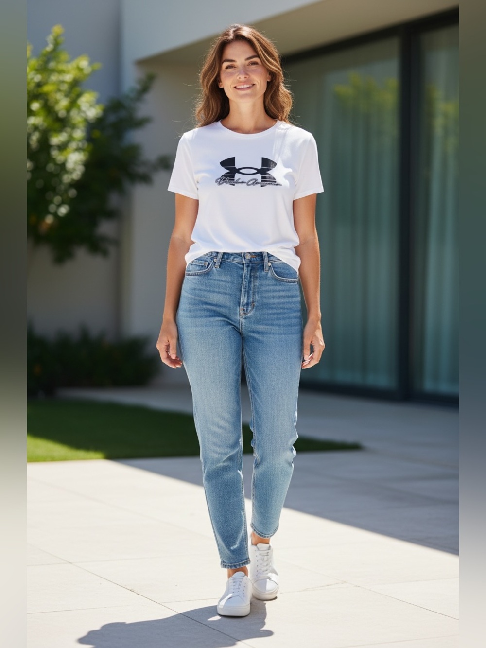 Under Armour White Short Sleeve Logo Tee with Black Graphic - Picture 1 of 2